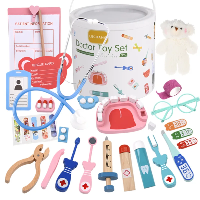 Kids Toys Doctor Set - Drewniany Zestaw Lekarski do Zabawy w